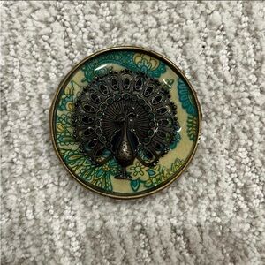 Peacock Design Abstract Blue and Green Belt Buckle